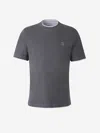 Brunello Cucinelli Cotton Logo T-shirt In Antracite Grey