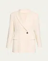 Brunello Cucinelli Diagonal Button-front Viscose Blazer In Ivory