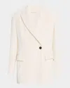 Brunello Cucinelli Diagonal Button-front Viscose Blazer In Ivory