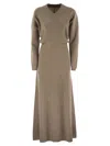 Brunello Cucinelli Ribbed-knit Maxi Dress In Beige