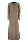 Brunello Cucinelli Ribbed-knit Maxi Dress In Beige