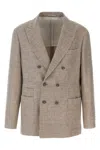 Brunello Cucinelli Beige Diagonal Deconstructed Blazer