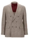 Brunello Cucinelli Diagonal Lapel Blazer With Chest And Flap Pockets In Brown