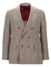 Brunello Cucinelli Diagonal Lapel Blazer With Chest And Flap Pockets In Brown