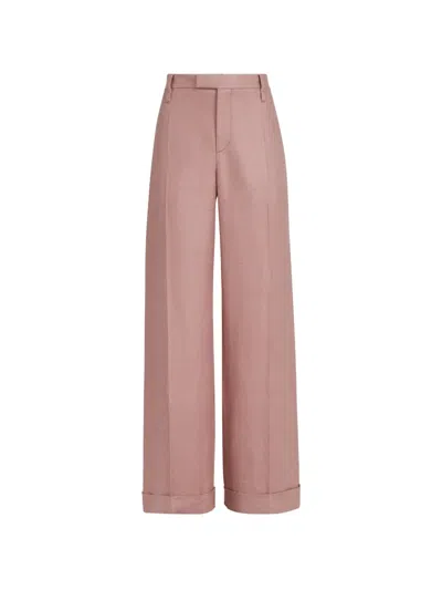 Brunello Cucinelli Diagonal Flared Trousers In Pink