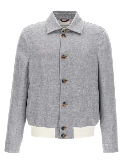 Brunello Cucinelli Diagonal Jacket Casual Jackets And Parka In Gray
