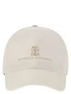 Brunello Cucinelli Men's Diagonal Linen, Wool And Silk Baseball Cap With Embroidered Logo In Cream