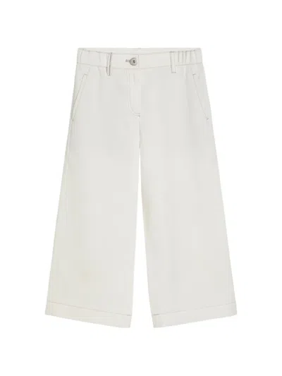 Brunello Cucinelli Kids' Diagonal Square Trousers In White