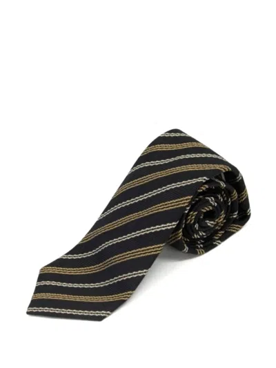 Brunello Cucinelli Diagonal-stripe Silk Tie In Black