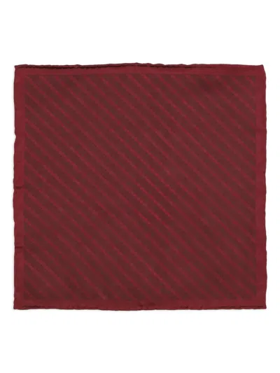 Brunello Cucinelli Diagonal-striped Silk Pocket Square In Burgundy