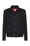 Brunello Cucinelli Diagonal Twill Jacket In Black