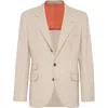 Brunello Cucinelli Diagonal Twill Unconstructed Blazer In Brown