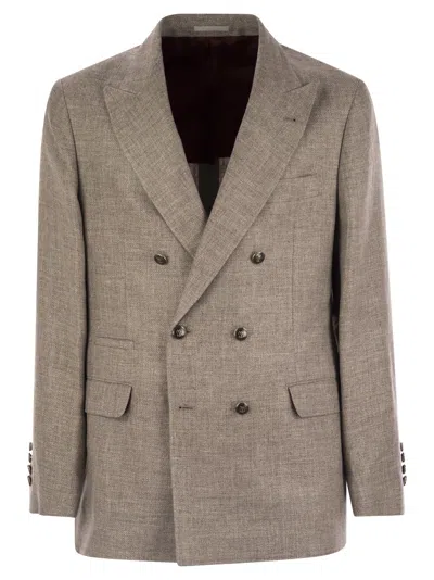 Brunello Cucinelli Diagonally Deconstructed Jacket For Men In Beige