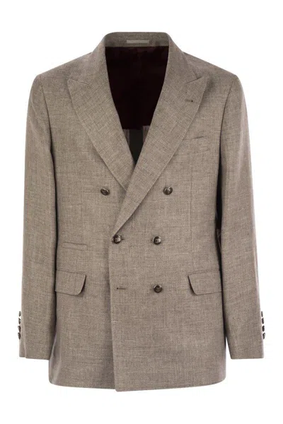 Brunello Cucinelli Diagonally Deconstructed Jacket For Men In Beige
