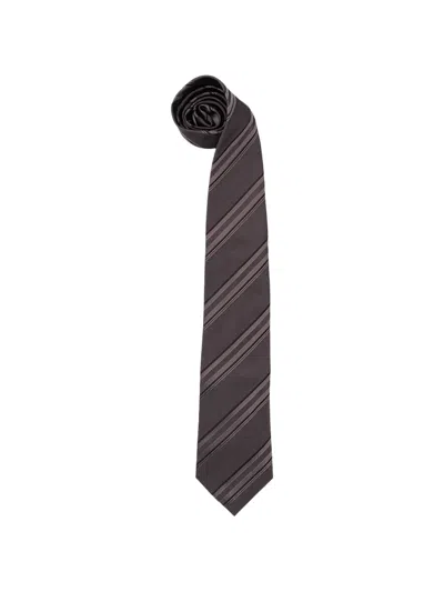 Brunello Cucinelli Diagonal-stripe Silk Tie In Brown