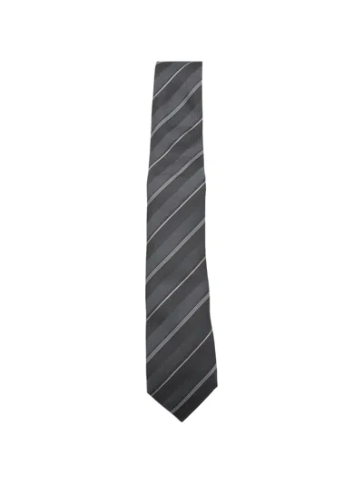 Brunello Cucinelli Diagonal-stripe Silk Tie In Gray