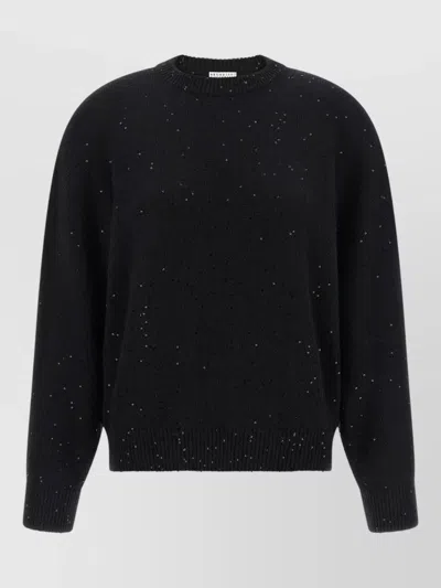 Brunello Cucinelli Diamante Cashmere Silk Sweater Crew Neck In Black