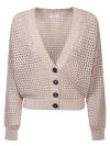 Brunello Cucinelli Diamond Beige Cardigan In Beige