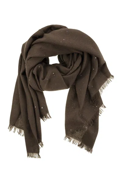 BRUNELLO CUCINELLI BRUNELLO CUCINELLI DIAMOND CASHMERE AND SILK SCARF