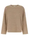 Brunello Cucinelli Diamond Cotton Sweater Sweaters And Cardigans Beige In Brown