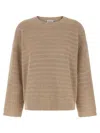 Brunello Cucinelli Diamond Cotton Sweater Sweaters And Cardigans Beige In Brown