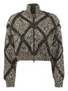 Brunello Cucinelli Diamond-pattern Cardigan In Multi