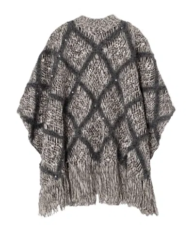 Brunello Cucinelli Diamond Pattern Turtleneck Sweater In Black