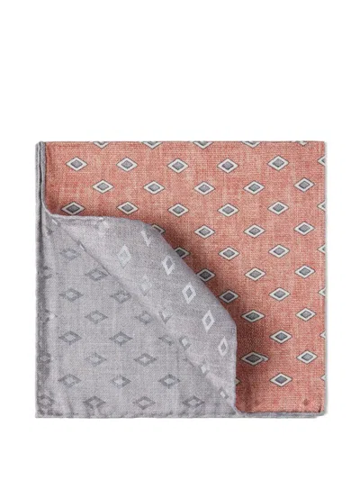 Brunello Cucinelli Diamond-print Silk Pocket Square In Burgundy