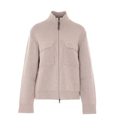 Brunello Cucinelli Diamond Yarn Jacket In Neutral