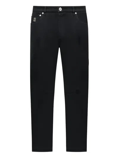 BRUNELLO CUCINELLI DISTRESSED COTTON SKINNY TROUSERS