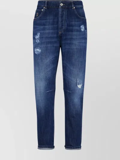 BRUNELLO CUCINELLI DISTRESSED DENIM JEANS TEARS