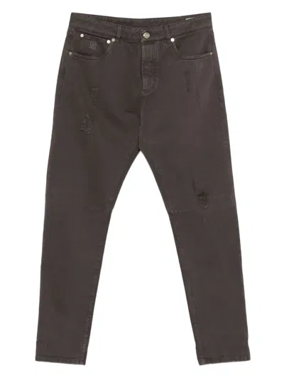 Brunello Cucinelli Distressed-detail Jeans In Brown