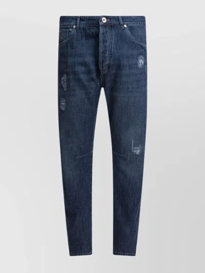 Brunello Cucinelli Distressed Detailing Five-pocket Style Belt Loops In Blue