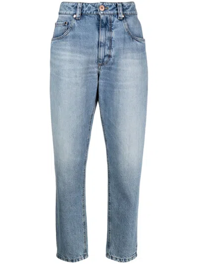 Brunello Cucinelli Distressed-effect Denim Jeans In Iconic Blue Denim