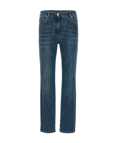 Brunello Cucinelli Distressed-finish Denim Jeans In Blue