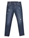 Brunello Cucinelli Distressed Logo-patch Jeans In Blue