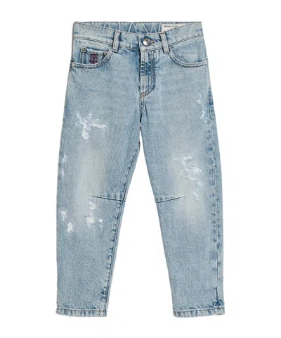 Brunello Cucinelli Distressed-finish Five-pocket Jeans In Blue