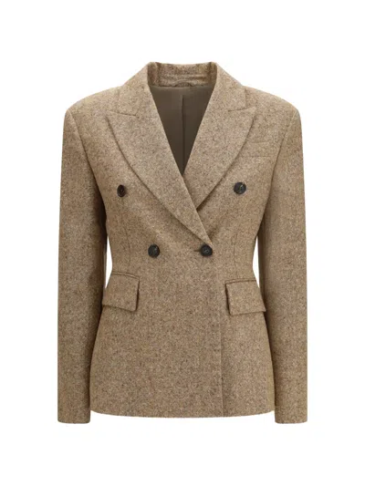 Brunello Cucinelli Donegal Double-breasted Blazer In Neutral