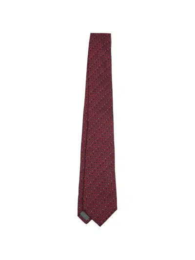 Brunello Cucinelli Dotted Tie In Red