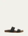 Brunello Cucinelli Double-band Monili Slide Sandals In Anthracite