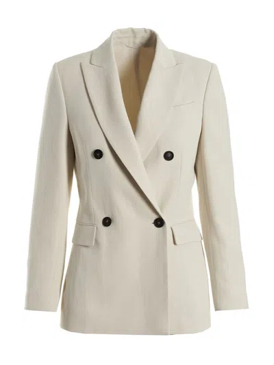 Brunello Cucinelli Double Breast Blazer Jacket In White