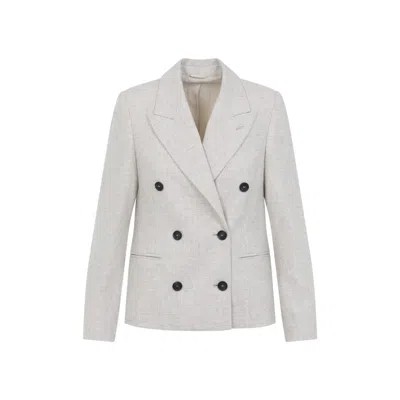 BRUNELLO CUCINELLI BRUNELLO CUCINELLI DOUBLE BREASTED BEIGE VIRGIN WOOL JACKET