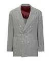 Brunello Cucinelli Double-breasted Grey Blazer With Pinstripe Pattern