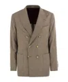Brunello Cucinelli Beige Wool And Silk Double-breasted Blazer
