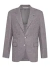 Brunello Cucinelli Chevron Deconstructed Blazer In Gray