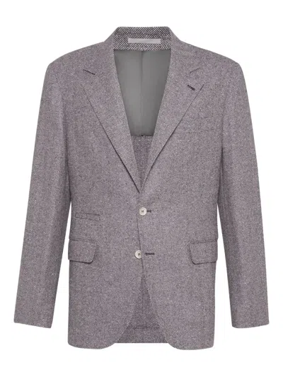 Brunello Cucinelli Double-breasted Blazer In Gray