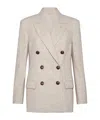 Brunello Cucinelli Beige Double-breasted Jacket In Wool And Cashmere In Neutral