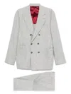 Brunello Cucinelli Men Wool And Silk Double-breasted Suit In Gray