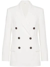 Brunello Cucinelli White Double-breasted Blazer With Buttons In Cotton Woman In Beige