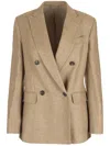 Brunello Cucinelli Double-breasted Button-fastening Jacket In Beige
